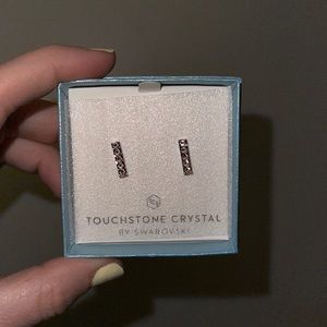 Pave bar earrings touchstone Crystal by Swarovski never worn